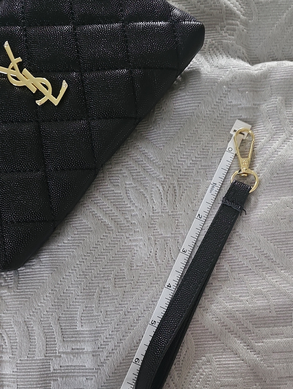 Black Quilted Leather Crossbody with Gold Emblem - Picture 9 of 10